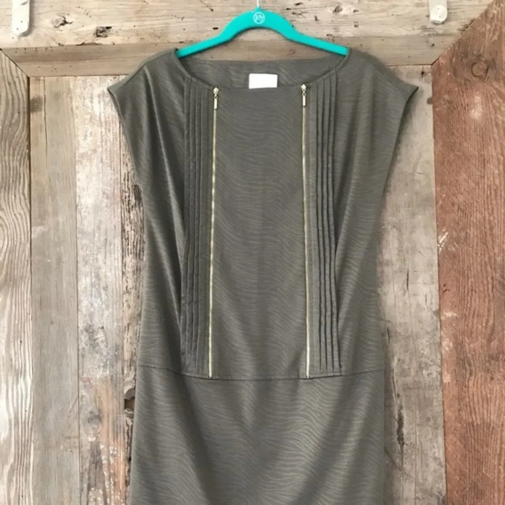 Donna Morgan Zipper Sheath Dress Gray Size 2 - Picture 5 of 6